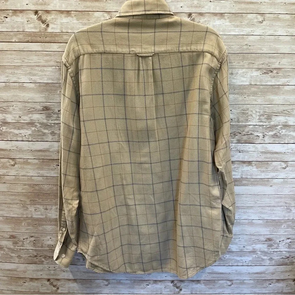 Vintage T. Harris‎ London L Long Sleeve Plaid Button Down Beige Tan - Picture 2 of 6
